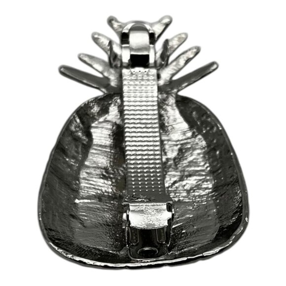 Pineapple Shaped Silver Tone Metal Hair Clip With Textured Design & Durable Back - Picture 7 of 7